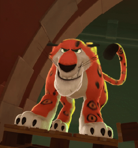 A Cartoon Cheetah With Its Mouth Wide Open And Its Tongue Out GIF