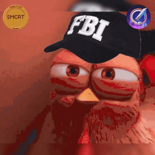 A Cartoon Chicken Is Wearing A Hat That Says Fbi GIF