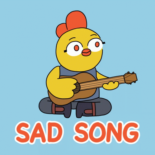 Cartoon Chicken Playing Guitar Sad Song GIF
