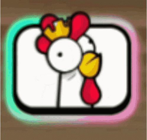 A Cartoon Chicken With A Crown On Its Head In A Square . GIF