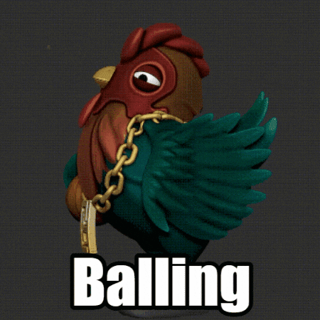 A Cartoon Chicken With A Gold Chain Around Its Neck Is Holding A Basketball And The Word Balling Is Below It GIF