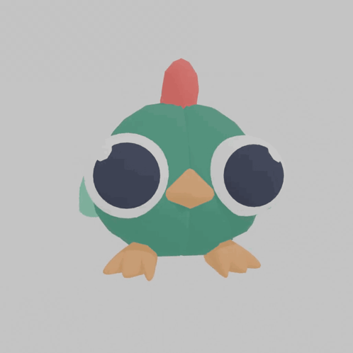 A Cartoon Chicken With Big Eyes And A Red Beak GIF