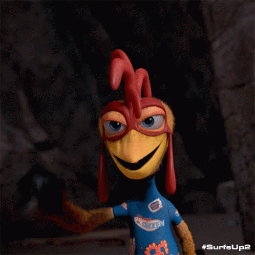A Cartoon Chicken With The Words Gnaaaarly On The Bottom Right GIF