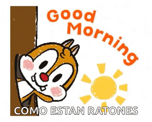 Cartoon Chipmunk Peeking Out And Saying Good Morning GIF