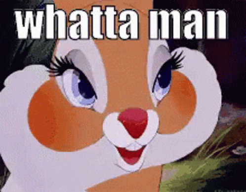 A Cartoon Chipmunk With The Words Whatta Man On It GIF