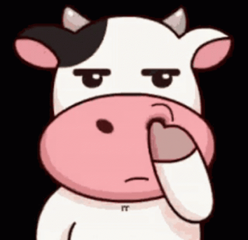 A Cartoon Cow Is Holding Its Nose Because It Has A Bad Smell . GIF