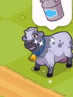 A Cartoon Cow With A Bell Around Its Neck And A Clock Around Its Neck GIF
