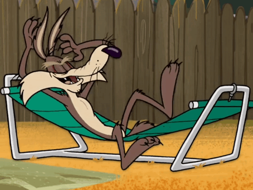 A Cartoon Coyote Laying In A Hammock With His Eyes Closed GIF