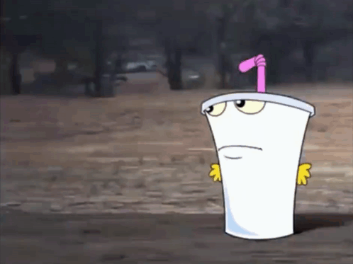 Cartoon Cup With Pink Straw On Head GIF