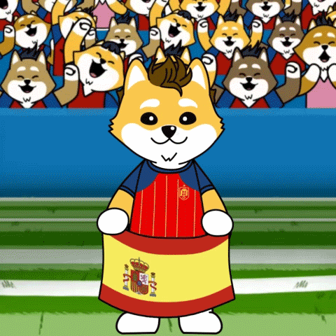 A Cartoon Dog Holding A Spanish Flag GIF