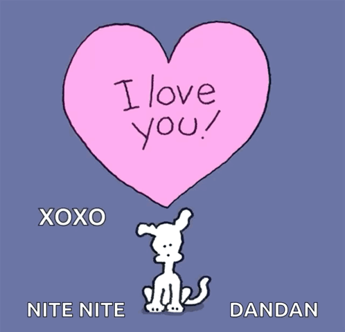 A Cartoon Dog Is Holding A Heart That Says I Love You GIF