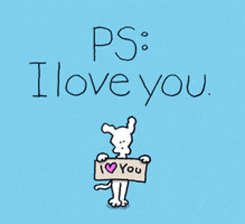 A Cartoon Dog Is Holding A Sign That Says I Love You GIF