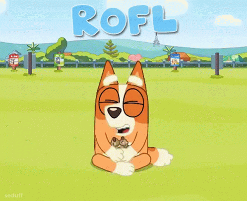 A Cartoon Dog Is Laying In The Grass With The Word Rofl Above Him GIF