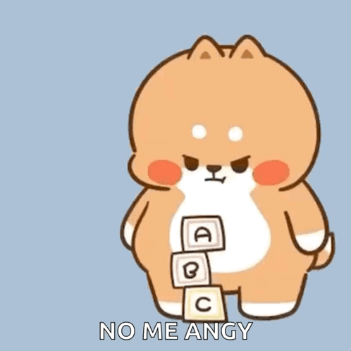 Cartoon Dog Playing With Blocks And No Me Angy Text GIF