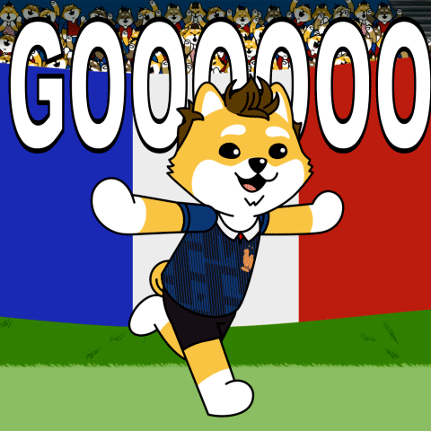 A Cartoon Dog Is Running In Front Of A Crowd That Says G00000 GIF