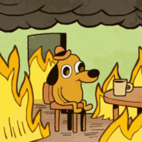 A Cartoon Dog Is Sitting In A Chair In Front Of A Fire GIF