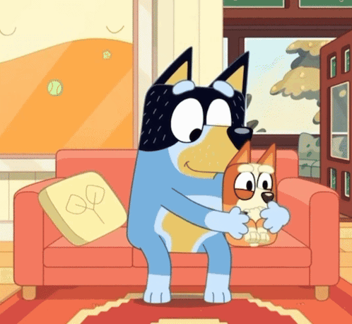 A Cartoon Dog Is Sitting On A Couch Holding A Stuffed Animal GIF