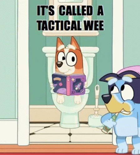 A Cartoon Dog Is Sitting On A Toilet Reading A Book GIF