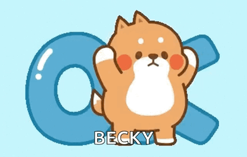 A Cartoon Dog Is Standing In Front Of A Letter C And The Name Becky GIF