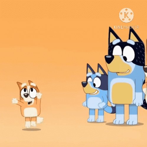 A Cartoon Dog Is Standing In Front Of The Word Bingo On An Orange Background GIF