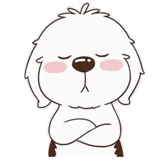 a cartoon dog is standing with his arms crossed .