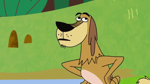 A Cartoon Dog Is Standing With His Hands On His Hips And Making A Funny Face GIF
