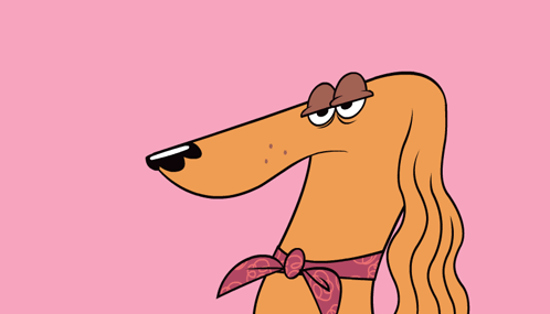 A Cartoon Dog Is Wearing A Pink Scarf Around His Neck GIF