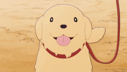 A Cartoon Dog On A Leash With The Letter G On The Ground GIF