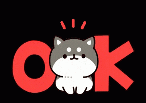 A Cartoon Dog Sits In Front Of A Large Red Ok Sign GIF