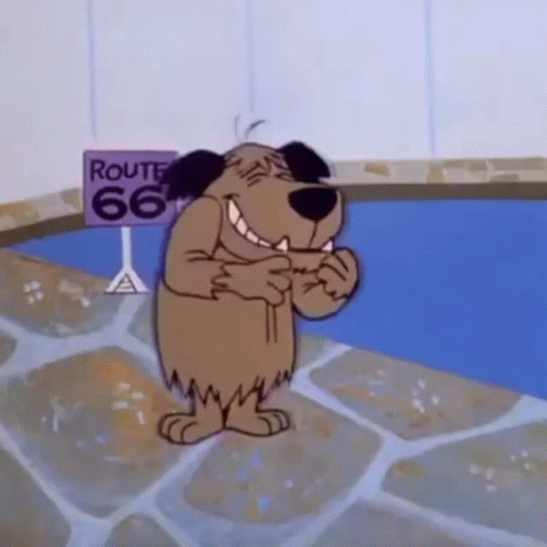 A Cartoon Dog Standing Next To A Route 66 Sign GIF