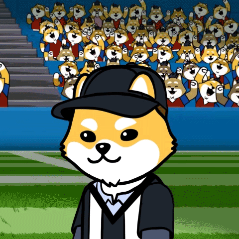 A Cartoon Dog Wearing A Baseball Cap Stands In Front Of A Crowd GIF