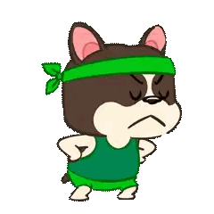 a cartoon dog wearing a green headband and green shorts is standing with his hands on his hips .