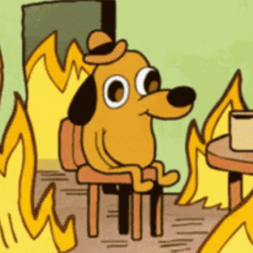 A Cartoon Dog Wearing A Hat Sits In Front Of A Fire GIF