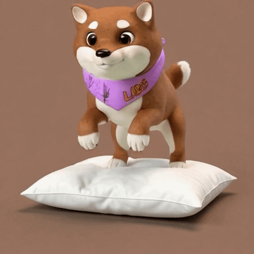 A Cartoon Dog Wearing A Purple Bandana That Says Labs GIF