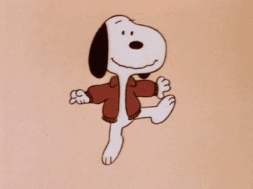 A Cartoon Dog Wearing A Red Sweater And Black Ears GIF
