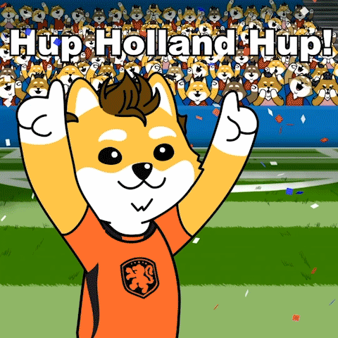 a cartoon dog wearing an orange shirt with a lion on it
