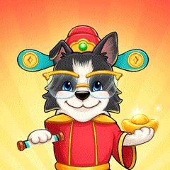 A Cartoon Dog Wearing Glasses And A Hat Is Holding A Stick And A Gold Coin GIF