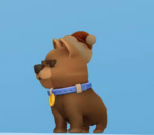 A Cartoon Dog Wearing Sunglasses And A Santa Hat . GIF