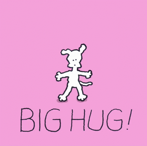 A Cartoon Dog With A Speech Bubble Saying Grrr And Big Hug GIF