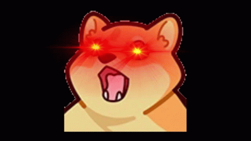 A Cartoon Dog With Red Eyes And A Tongue Out . GIF