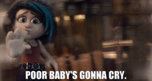 A Cartoon Doll Says Poor Baby 'S Gonna Cry .. GIF