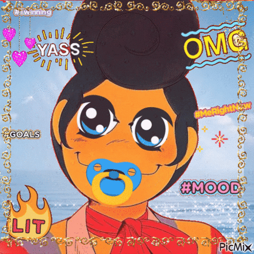 A Cartoon Drawing Of A Baby With A Pacifier And The Words Lit And Omg GIF