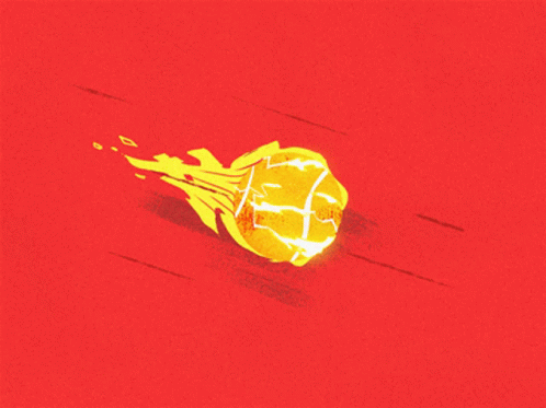 A Cartoon Drawing Of A Ball On Fire GIF