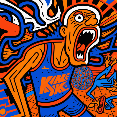 A Cartoon Drawing Of A Basketball Player With The Letter K On His Shirt GIF