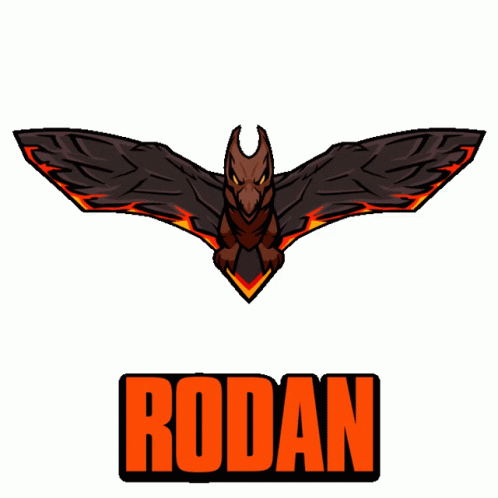 A Cartoon Drawing Of A Bat With The Word Rodan Underneath It GIF