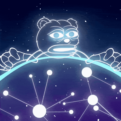 Bear Holding Globe In Night Sky GIF