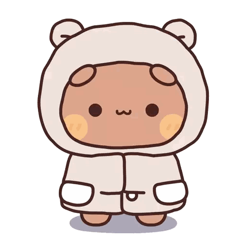 a cartoon drawing of a bear wearing a coat