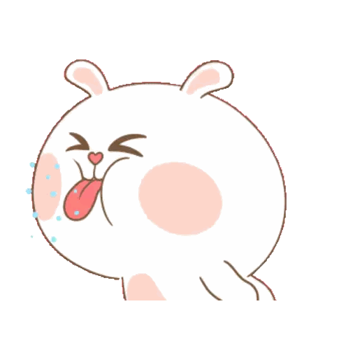 a cartoon drawing of a bear with its eyes closed and its tongue out