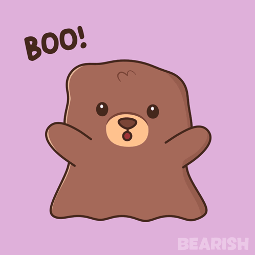 A Cartoon Drawing Of A Bear With The Words Boo Written On It GIF