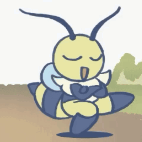 A Cartoon Drawing Of A Bee With Its Eyes Closed And Arms Crossed GIF